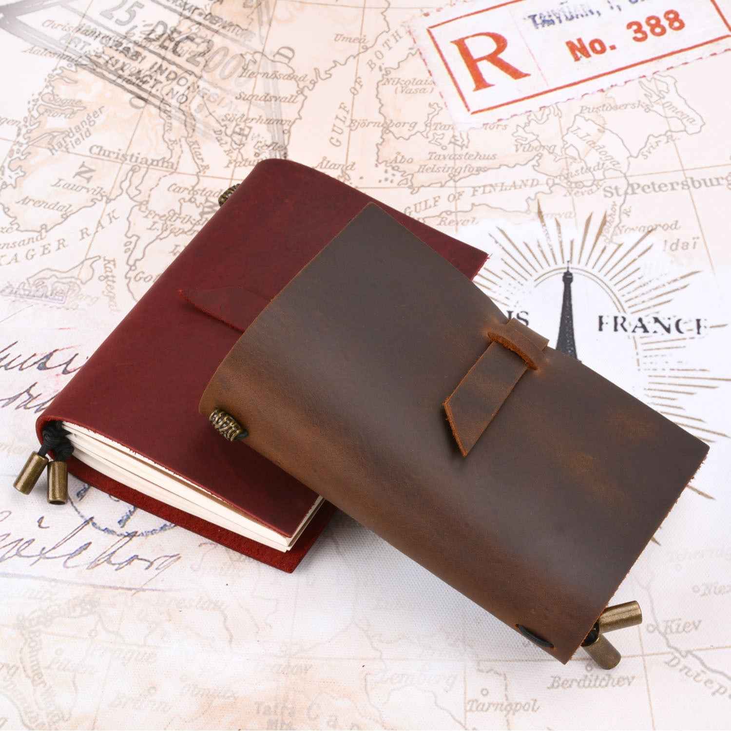 Vintage Leather Diary - Genuine Crazy Horse Leather Journal in Vintage Style - ArtOm_farm™ LEATHER