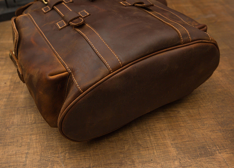 Retro Leather Men's Backpack - Crazy Horse Leather Casual Bag for Men - ArtOm_farm™ LEATHER