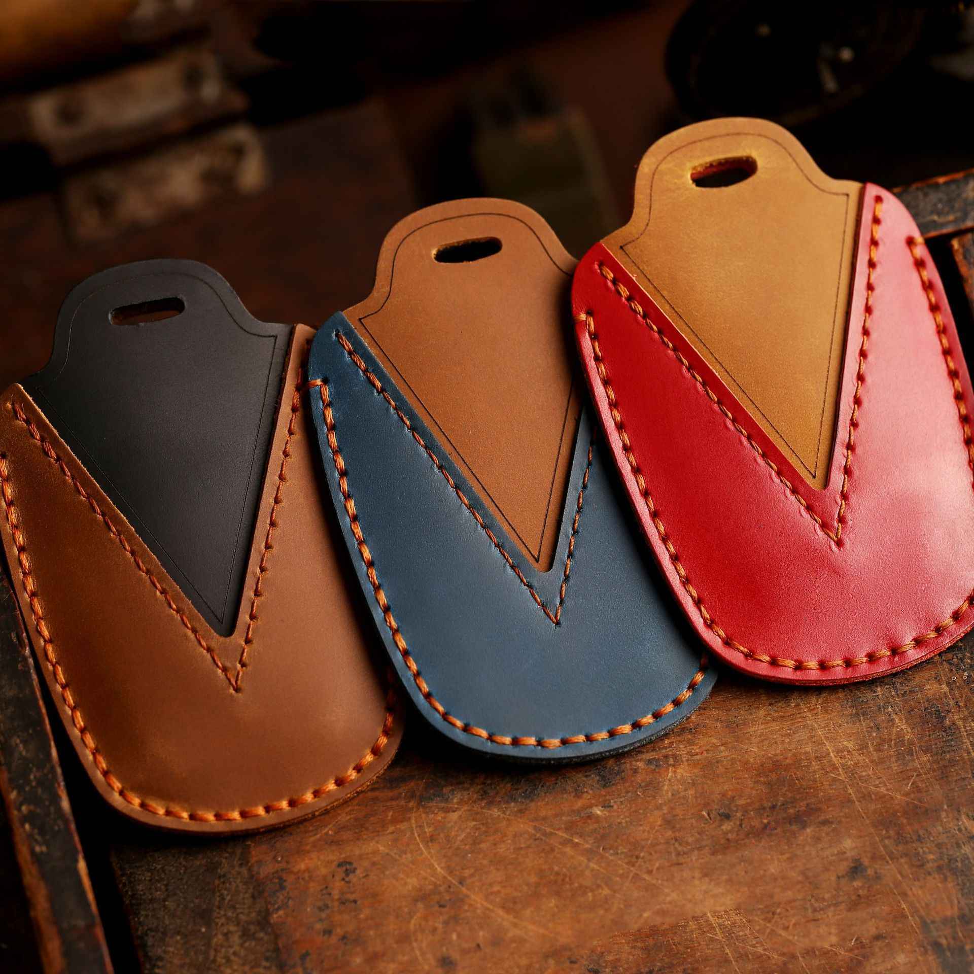 Leather Car Key Case - Crazy Horse Genuine Leather Key Holder Cover for Car Remote