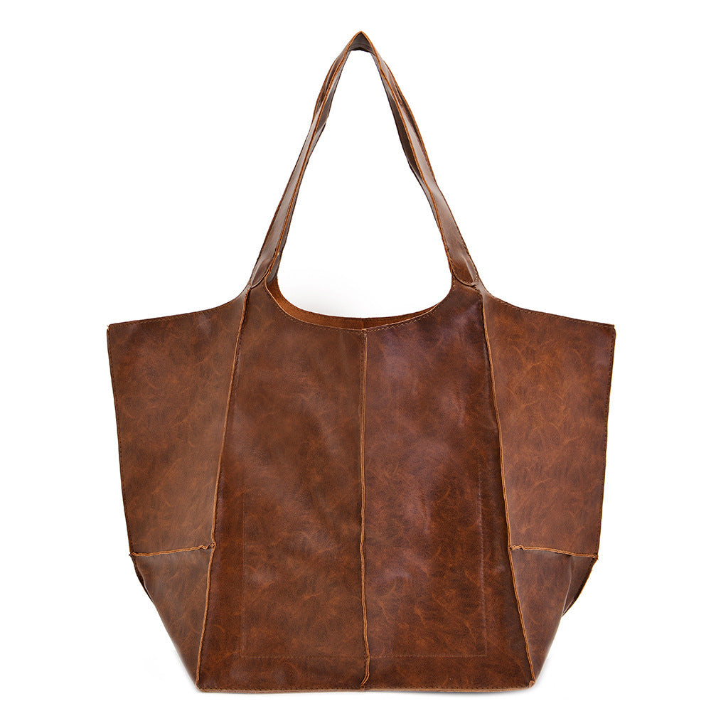 Shoulder Handbag Oil Wax Leather - Vintage Soft Leather Design - ArtOm_farm™ LEATHER 