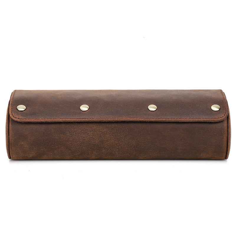 Vintage Leather Watch Storage Box - Crazy Horse Leather 4 Watch Capacity