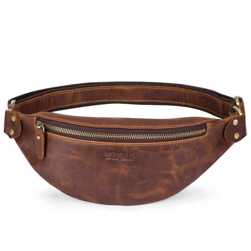 Men's Genuine Leather Belt Bag - Retro Crazy Horse Leather Design