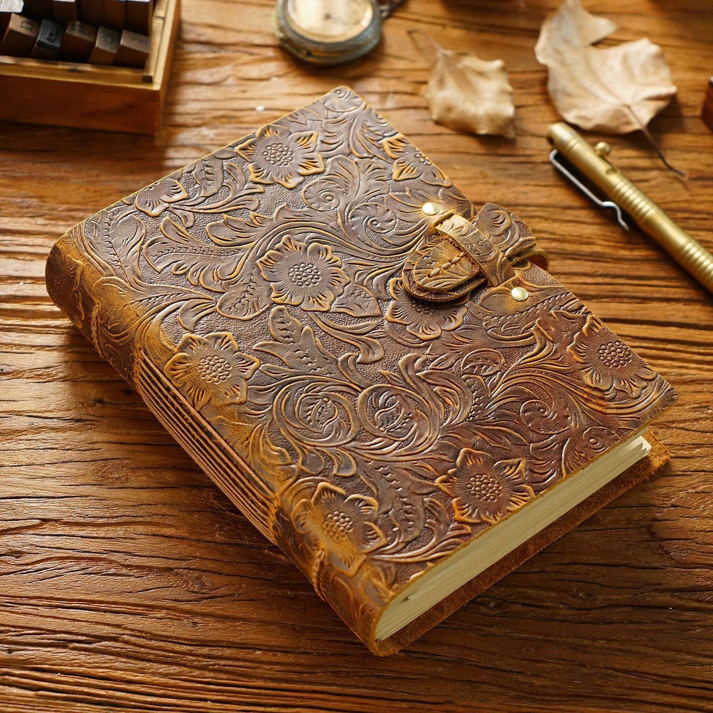 Stylish Personalized Leather Notepad - Vintage Design for Unique Touch - ArtOm_farm™ LEATHER 