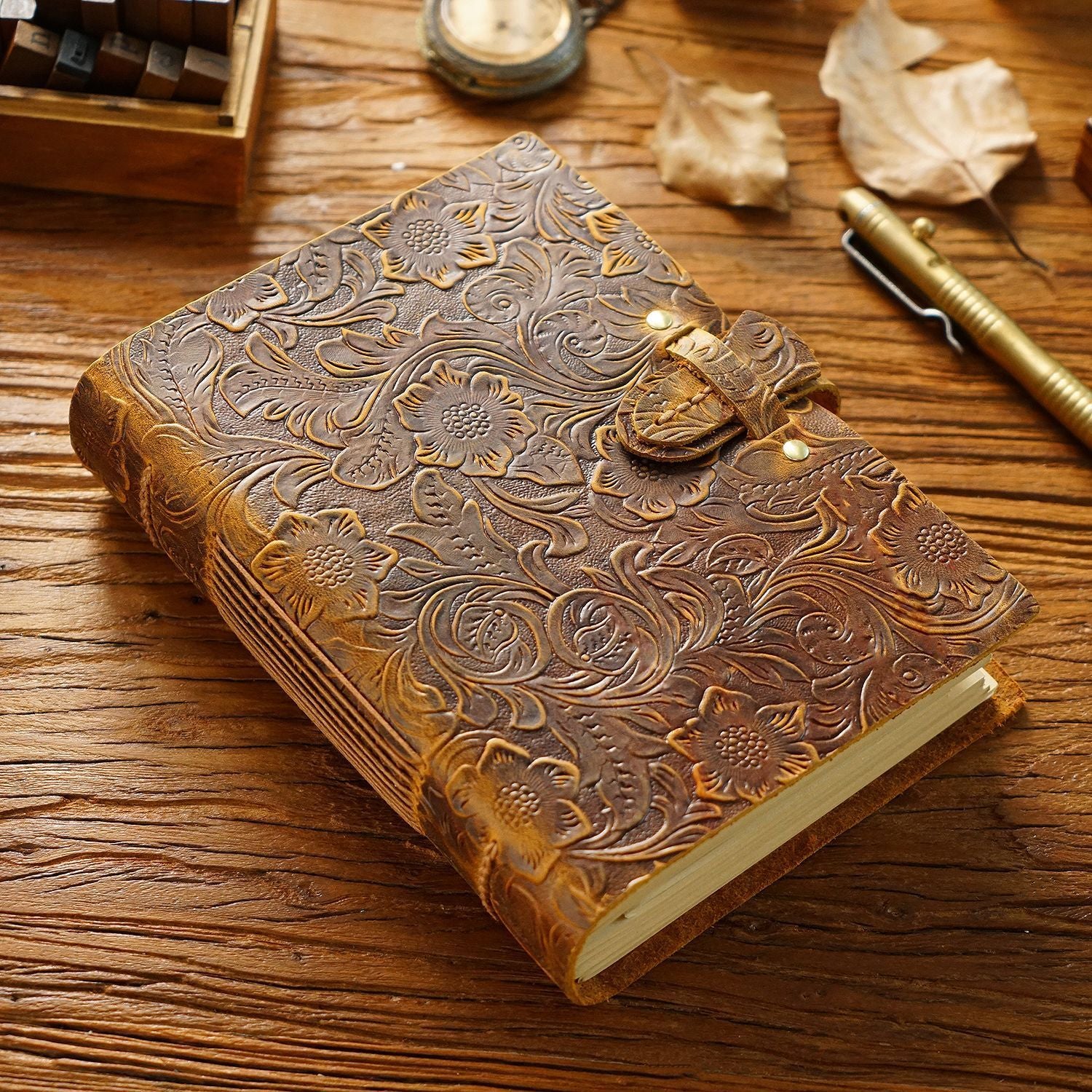 Stylish Personalized Leather Notepad - Vintage Design for Unique Touch - ArtOm_farm™ LEATHER 