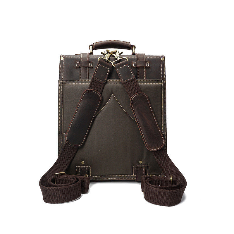 Men's Vintage Leather Backpack - Fashionable Crazy Horse Design - ArtOm_farm™ LEATHER 