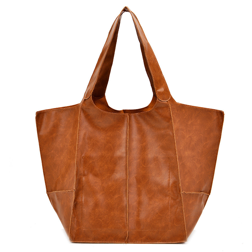 Shoulder Handbag Oil Wax Leather - Vintage Soft Leather Design - ArtOm_farm™ LEATHER 