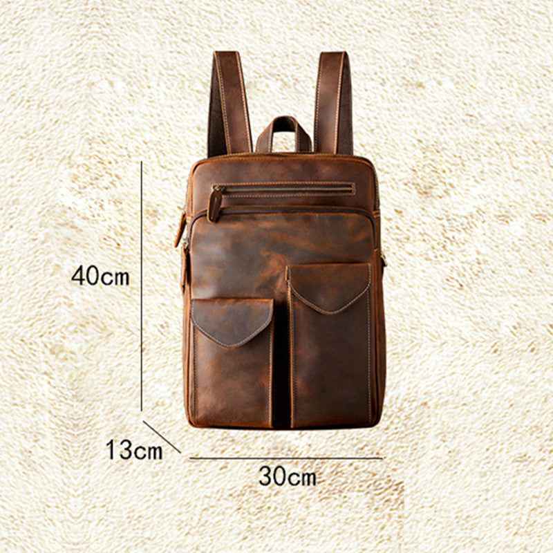 Men's Handmade Leather Backpack - Premium Crazy Horse Leather Design