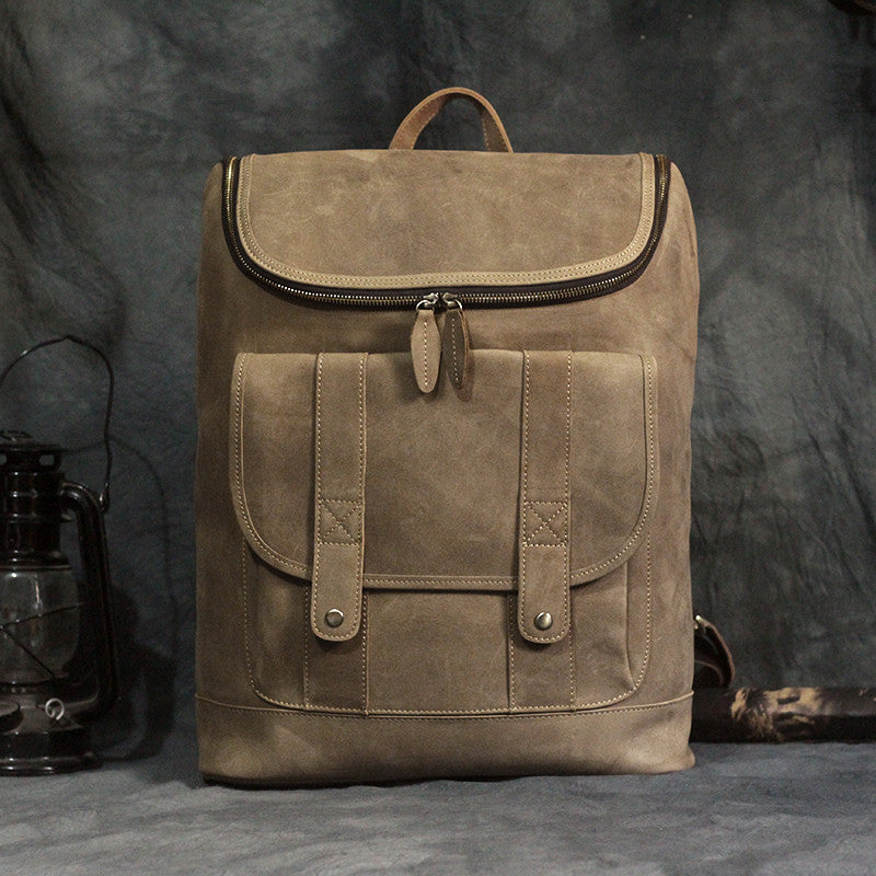Men's Retro Leather Backpack - Crazy Horse Casual Style - ArtOm_farm™ LEATHER