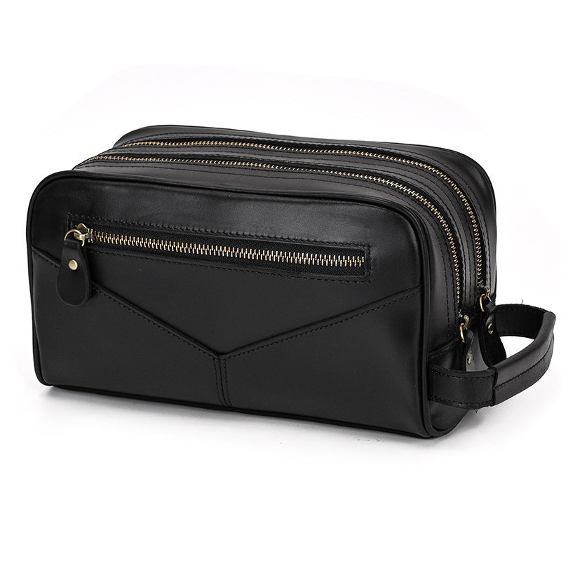 Men's Retro Leather Wash Bag - Fashionable Crazy Horse Design - ArtOm_farm™ LEATHER 