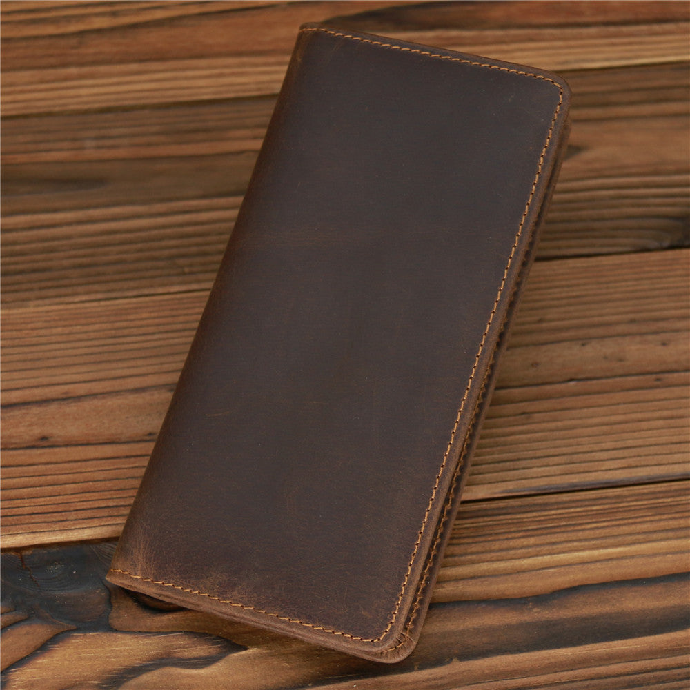 Men's Leather Long Wallet - Crazy Horse Leather Design for Style and Durability - ArtOm_farm™ LEATHER 