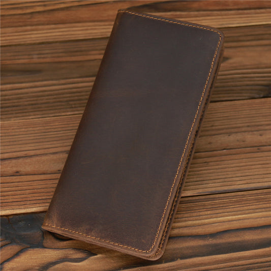 Men's Leather Long Wallet - Crazy Horse Leather Design for Style and Durability - ArtOm_farm™ LEATHER 