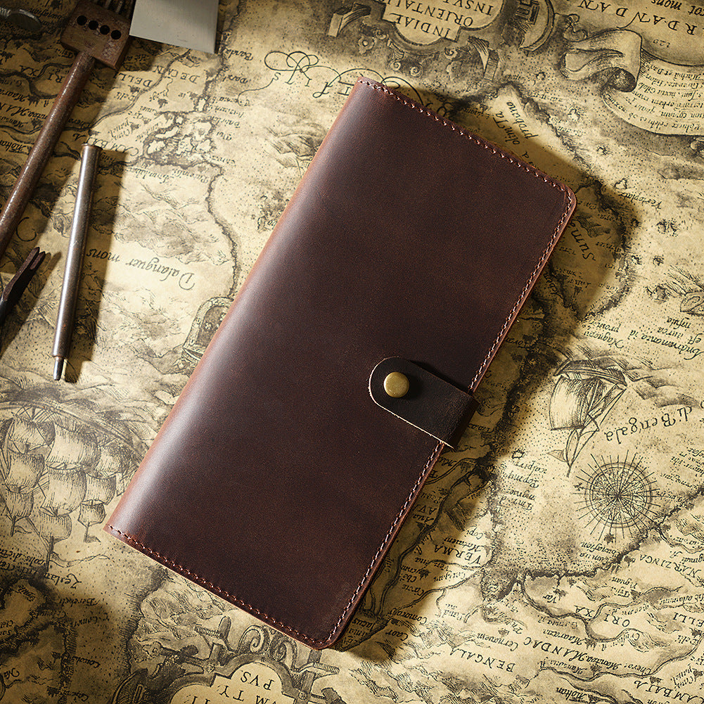 Crazy Horse Leather Wallet for Women - Multi-functional Retro Purse & Men's Long Clutch - ArtOm_farm™ LEATHER 