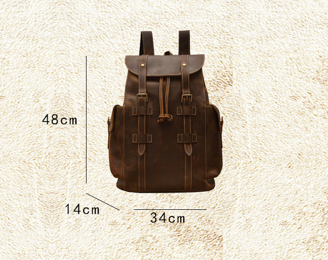 Retro Leather Men's Backpack - Crazy Horse Leather Casual Bag for Men - ArtOm_farm™ LEATHER