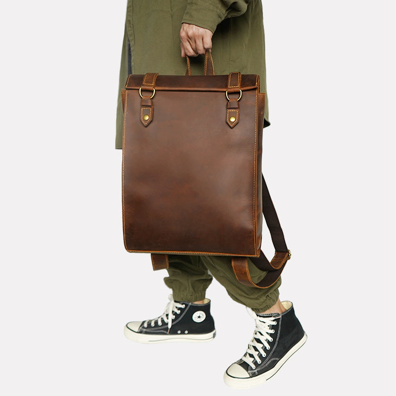 Men's Vintage Leather Backpack - Handmade Genuine Leather Bag - ArtOm_farm™ LEATHER 