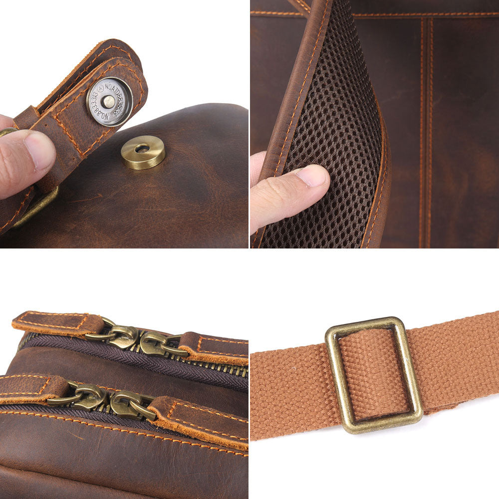 Vintage Leather Backpack - Large Capacity Crazy Horse Leather Backpack - ArtOm_farm™ LEATHER