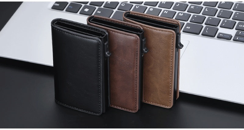Crazy Horse Leather Card Clamp for Men - Anti-Degaussing Protection - ArtOm_farm™ LEATHER 