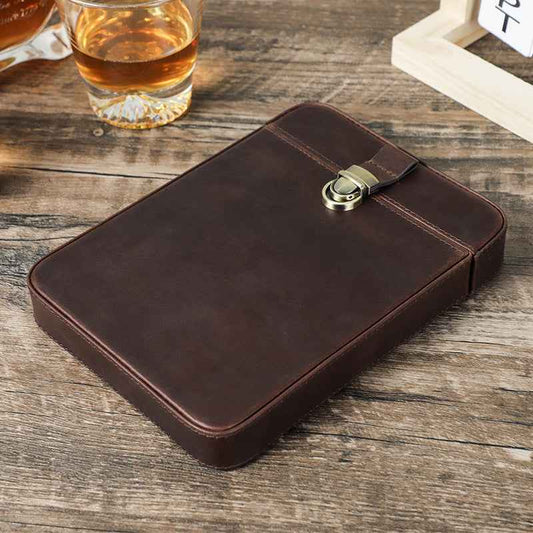 Retro Leather Cigar Humidor - Handmade Crazy Horse Leather for 6 Cigars