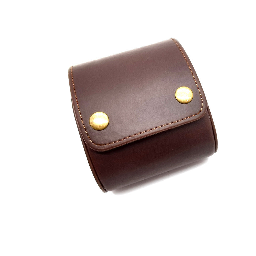 Retro Leather Watch Storage Box - Stylish Oval Card Watch Organizer for Single, Double, or Triple Watches - ArtOm_farm™ LEATHER 