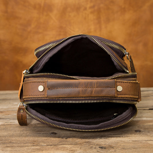 Crazy Horse Leather Shoulder Bag for Men - 8-inch Retro One-shoulder Diagonal Bag - ArtOm_farm™ LEATHER
