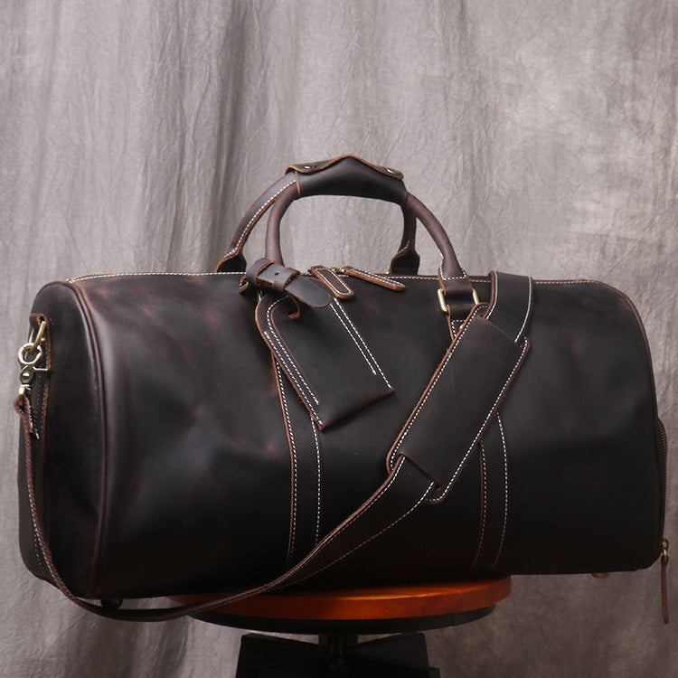 Retro Men's Leather Luggage Bag in Crazy Horse Leather - European and American Style - ArtOm_farm™ LEATHER
