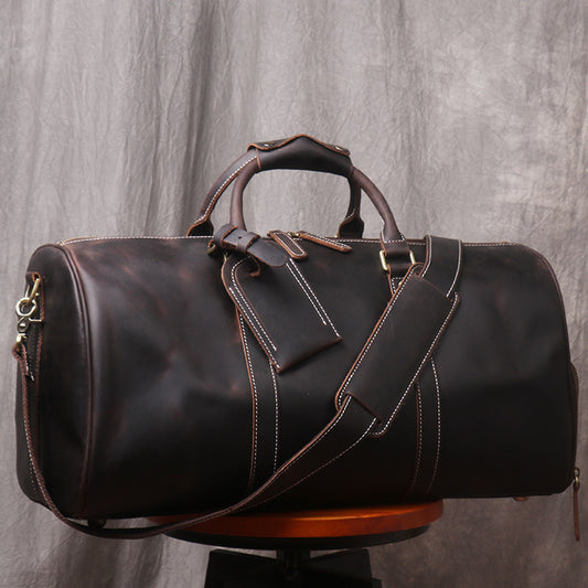 Retro Men's Leather Luggage Bag in Crazy Horse Leather - European and American Style - ArtOm_farm™ LEATHER