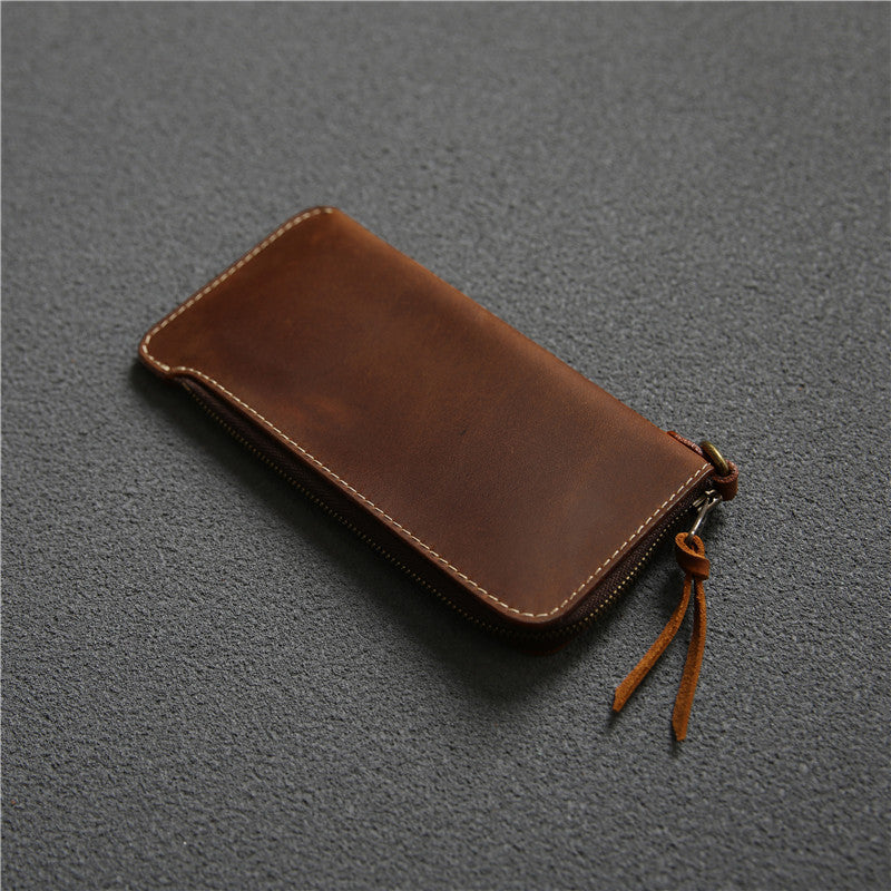 Wallet Top Layer Leather Zipper Wallet with Belt Clip - ArtOm_farm™ LEATHER 