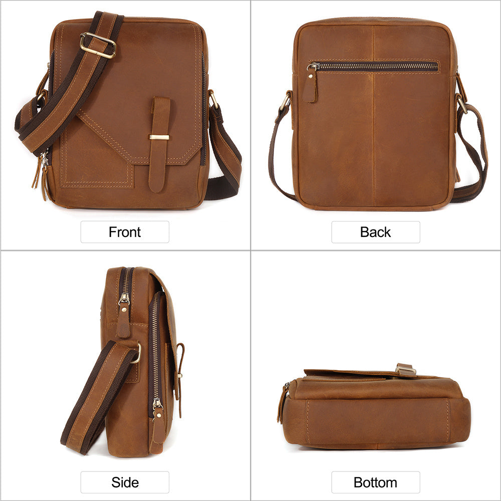 Crossbody Bag Men's Leather Crazy Horse Retro Style - ArtOm_farm™ LEATHER