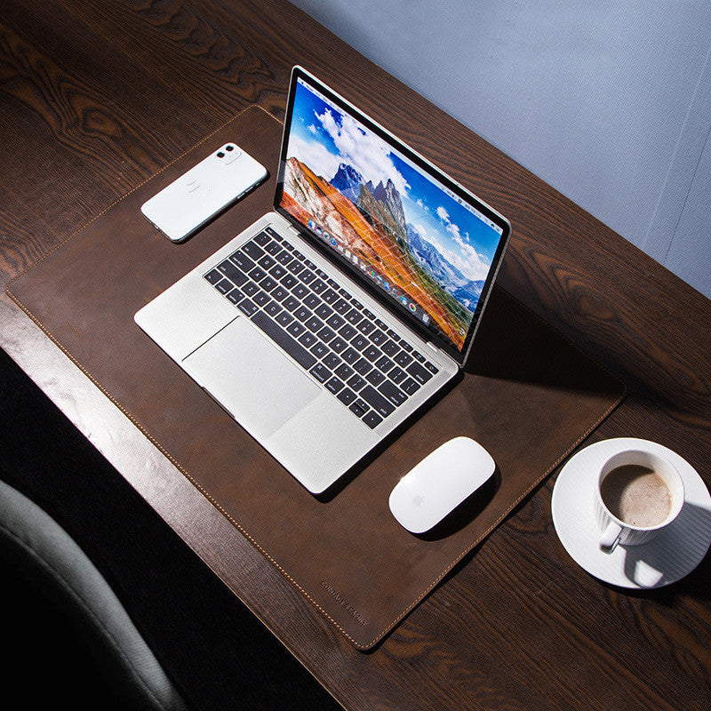 Crazy Horse Leather Laptop Desk Pad - Retro Style for Ultimate Workspace Organization - ArtOm_farm™ LEATHER 