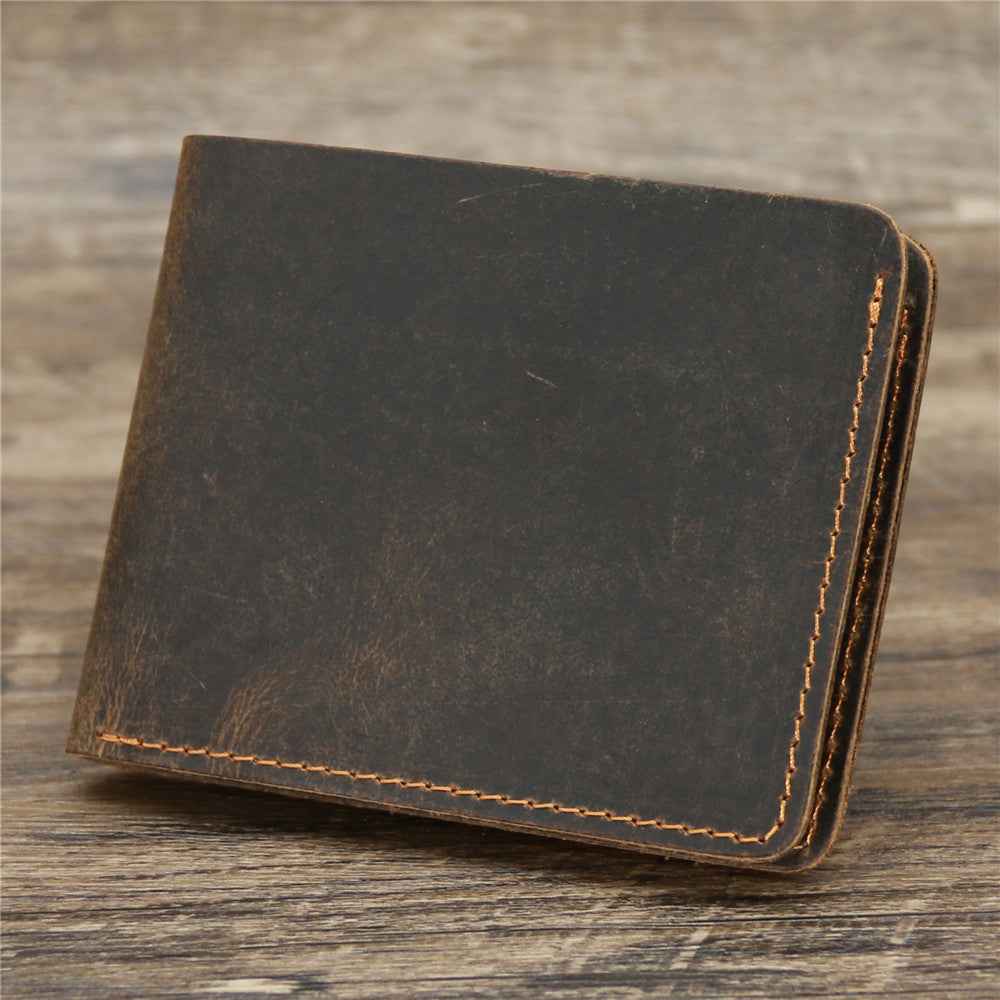 Men's Crazy Horse Leather Wallet Retro Style