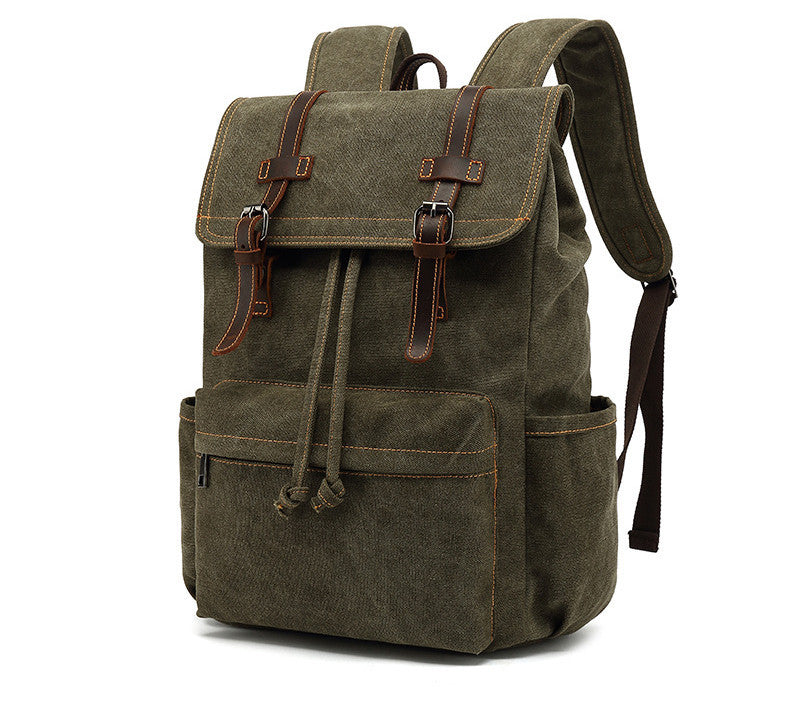 Men's Vintage Leather Backpack - Crazy Horse Leather Outdoor Travel Canvas Bag - ArtOm_farm™ LEATHER 