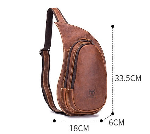Leather Goods Crazy Horse Leather Chest Bag for Men - Genuine Leather Design - ArtOm_farm™ LEATHER 