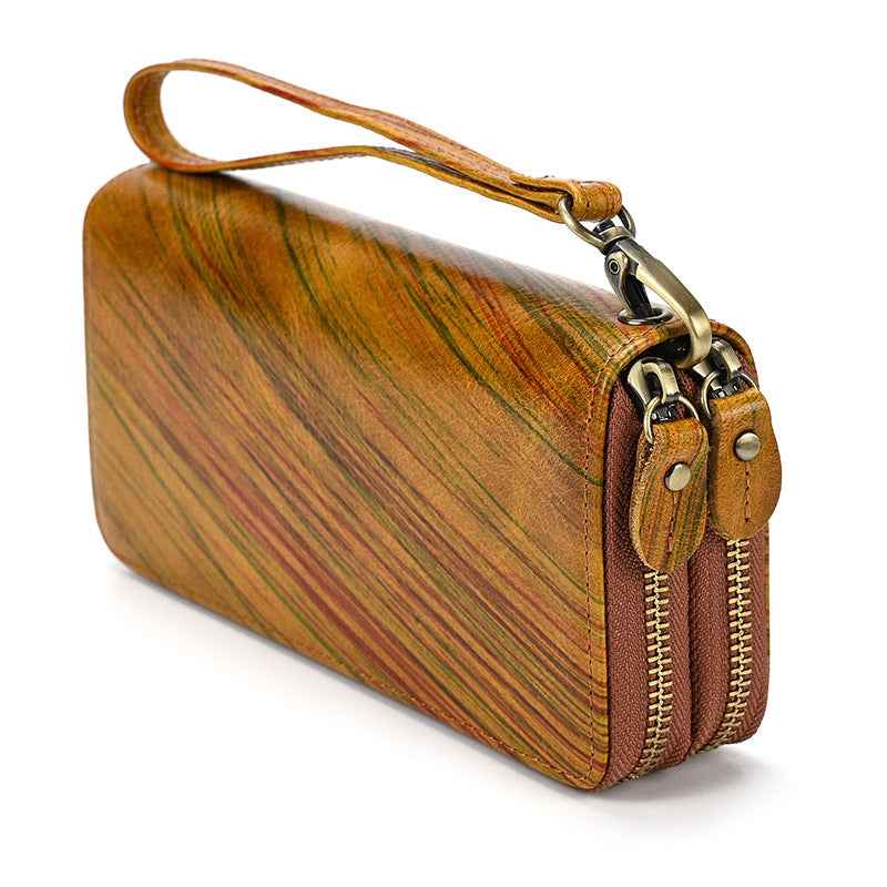 Men's Leather Zipper Wallet - Crazy Horse Leather Long Design