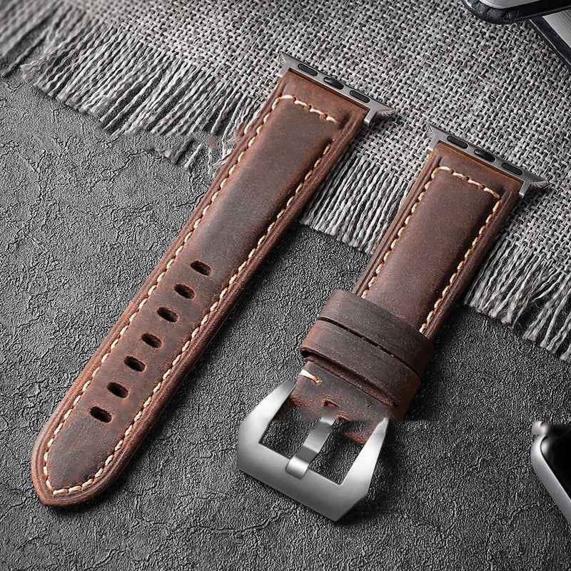 Genuine Leather Crazy Horse Apple Watch Strap - Premium Quality Genuine Leather Apple Watch Strap