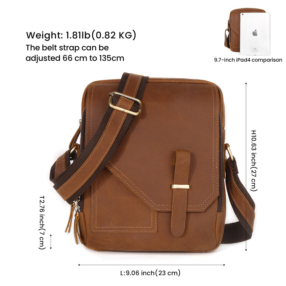 Crossbody Bag Men's Leather Crazy Horse Retro Style - ArtOm_farm™ LEATHER