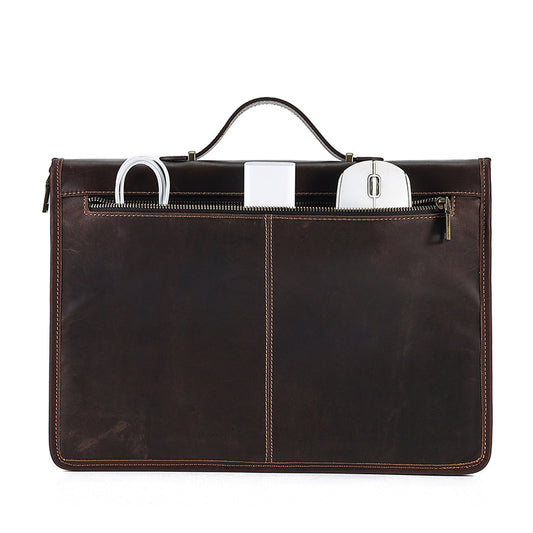 Crazy Horse Leather Computer Bag - Protective Case Handbag - ArtOm_farm™ LEATHER 
