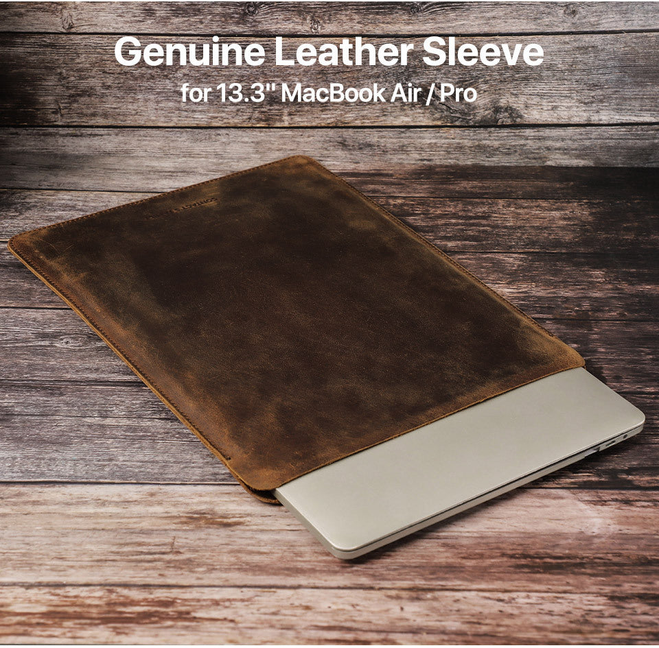 MacBook Pro 13.3 Leather Case - Compatible Crazy Horse Leather Protective Cover - ArtOm_farm™ LEATHER 