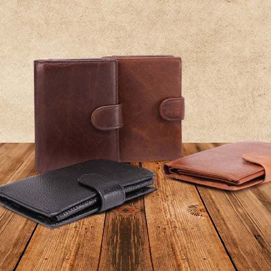 New Leather Wallet for Men - Retro Crazy Horse Leather Casual Short Wallet - ArtOm_farm™ LEATHER 
