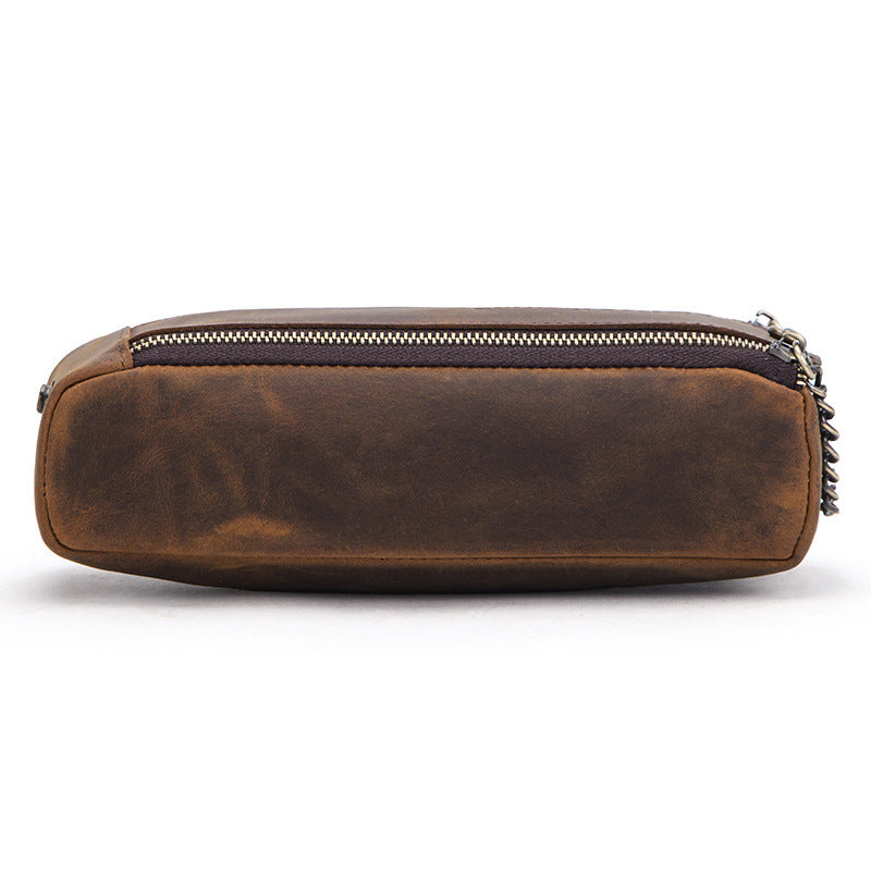 Crazy Horse Leather Large Capacity Portable Double Zipper Bag - ArtOm_farm™ LEATHER 