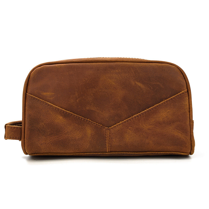 Men's Retro Leather Wash Bag - Fashionable Crazy Horse Design - ArtOm_farm™ LEATHER 