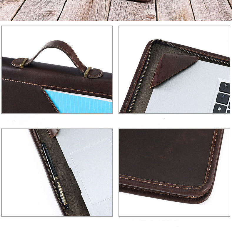 Crazy Horse Leather Computer Bag - Protective Case Handbag - ArtOm_farm™ LEATHER 