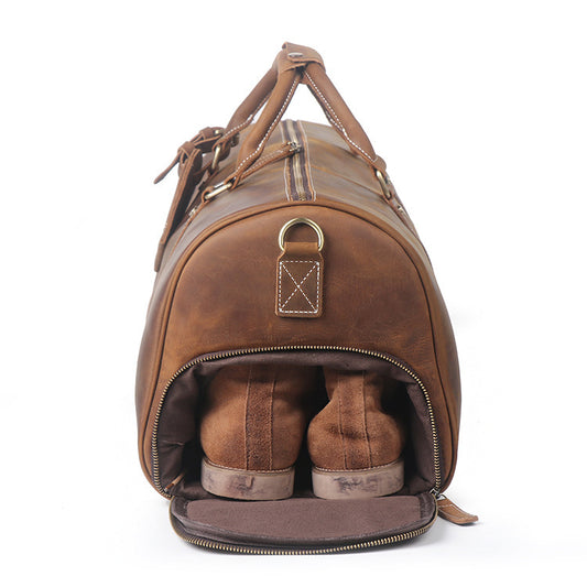 Retro Leather Travel Bag - Crazy Horse Leather Handy Fitness Luggage - ArtOm_farm™ LEATHER