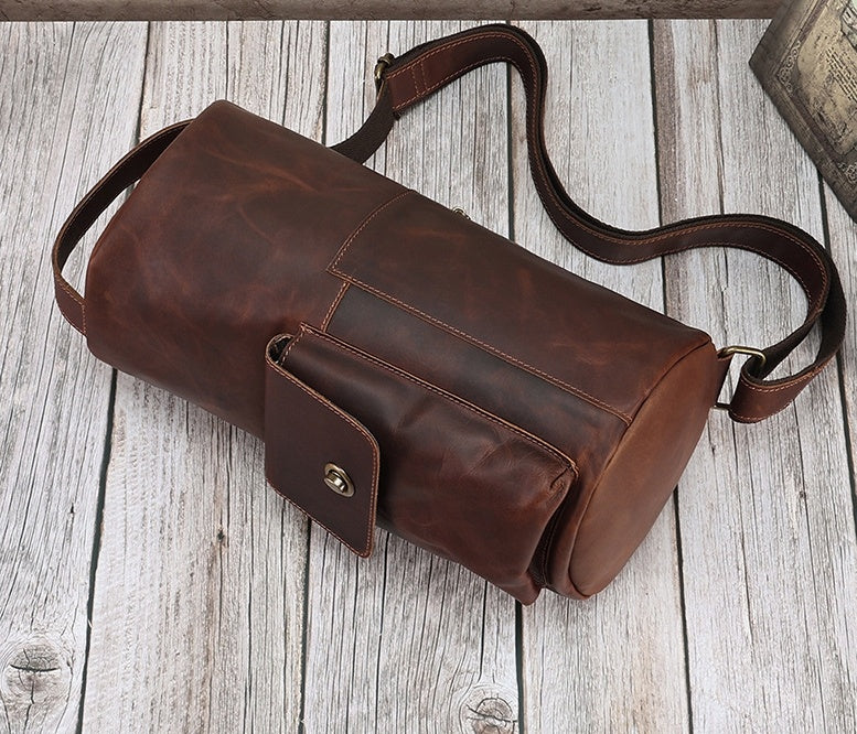 Crazy Horse Leather Crossbody Bag - Vintage Style for Unique Fashion - ArtOm_farm™ LEATHER 
