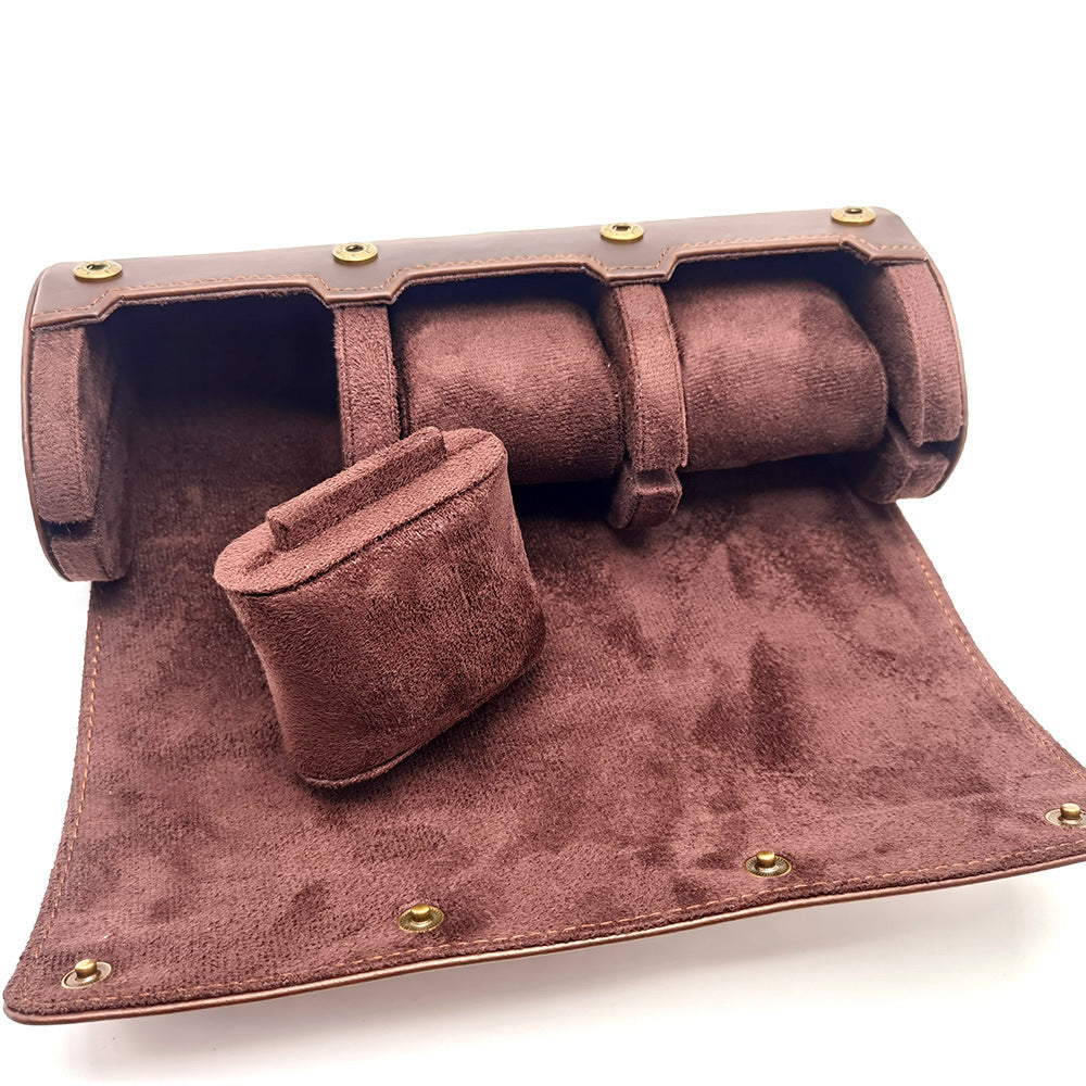 Retro Leather Watch Storage Box - Stylish Oval Card Watch Organizer for Single, Double, or Triple Watches - ArtOm_farm™ LEATHER 