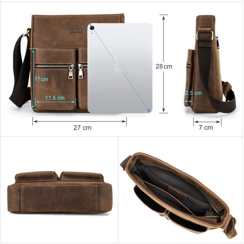 Retro Leather One Shoulder Bag for Men - Crazy Horse Trend - ArtOm_farm™ LEATHER