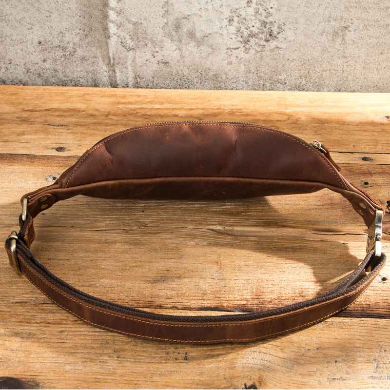 Men's Genuine Leather Belt Bag - Retro Crazy Horse Leather Design
