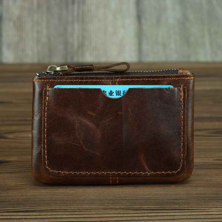 Men's Retro Leather Coin Purse in Crazy Horse Leather