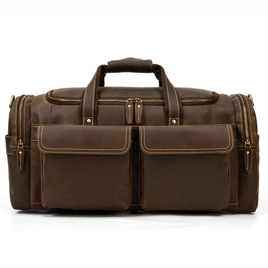 Leather Vintage Travel Bag - Crazy Horse Vintage Leather Handbag - ArtOm_farm™ LEATHER 