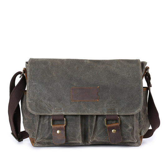 Men's Vintage Leather Crossbody Bag - Crazy Horse Waterproof Design - ArtOm_farm™ LEATHER 