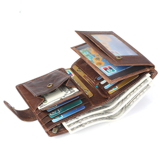 New Leather Wallet for Men - Retro Crazy Horse Leather Casual Short Wallet - ArtOm_farm™ LEATHER 