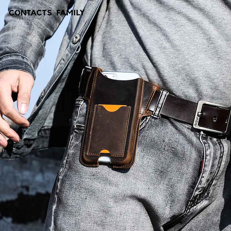 Leather Phone Case Belt Made of Crazy Horse Leather for Ultimate Convenience - ArtOm_farm™ LEATHER